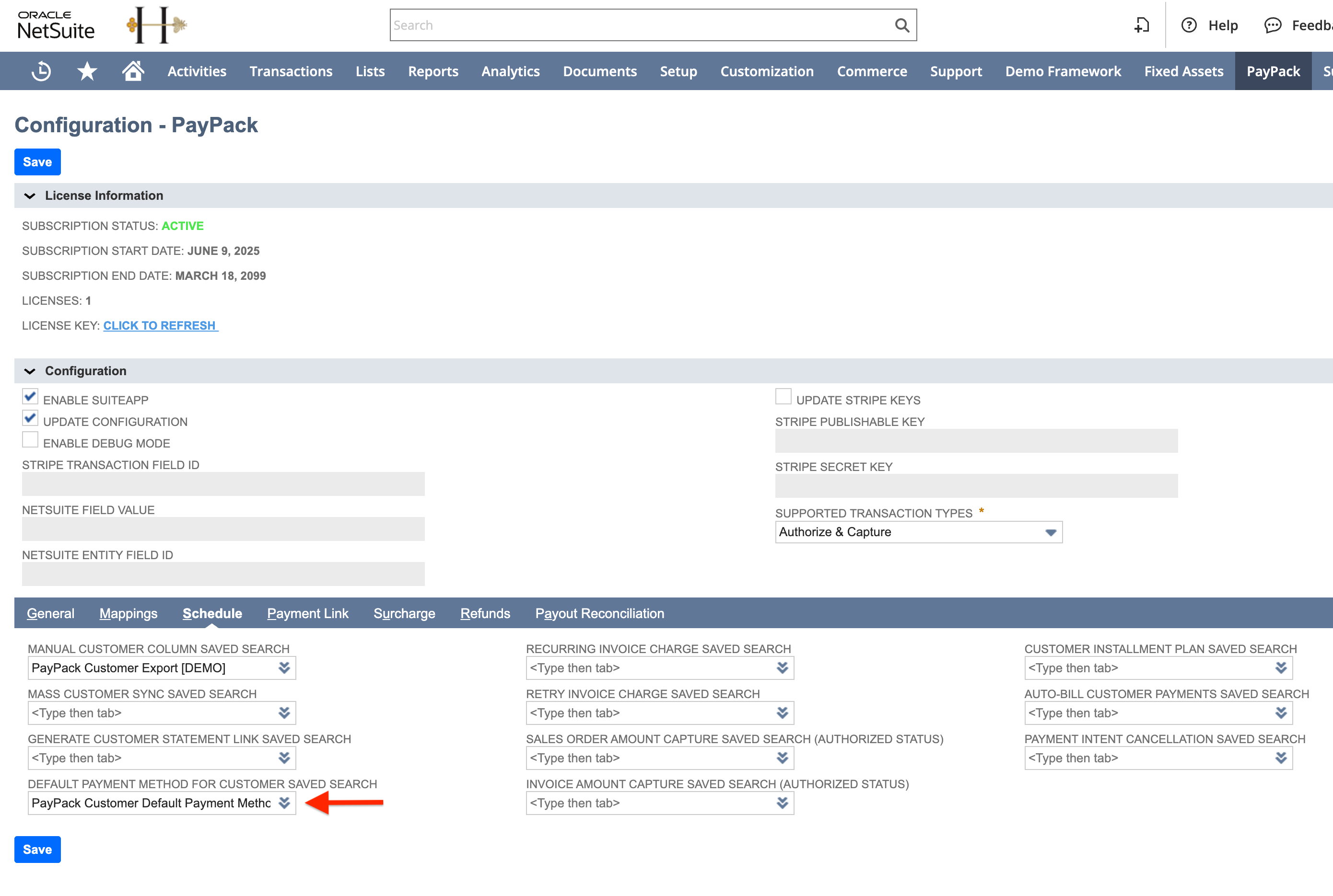 PayPack Configuration - Default Payment Method Saved Search.png