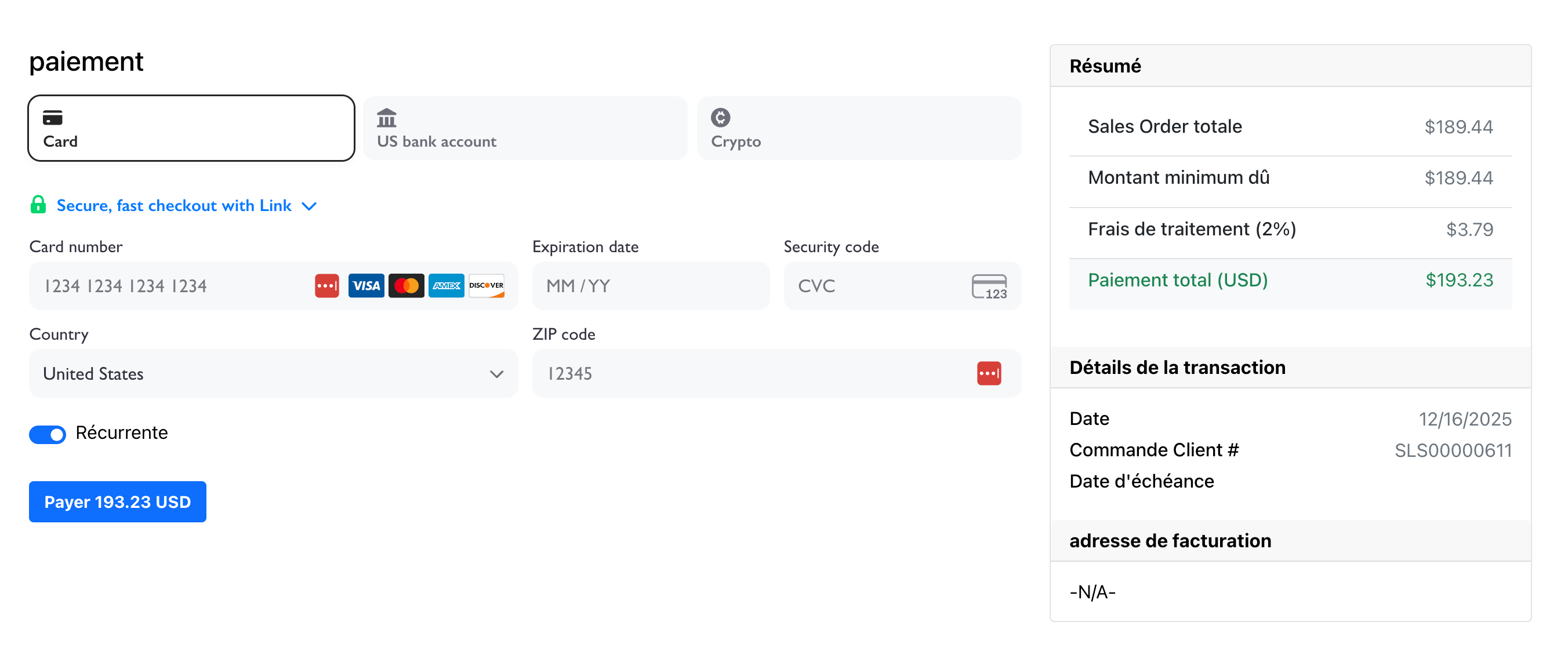 NetSuite French Language PayPack Payment Link.png