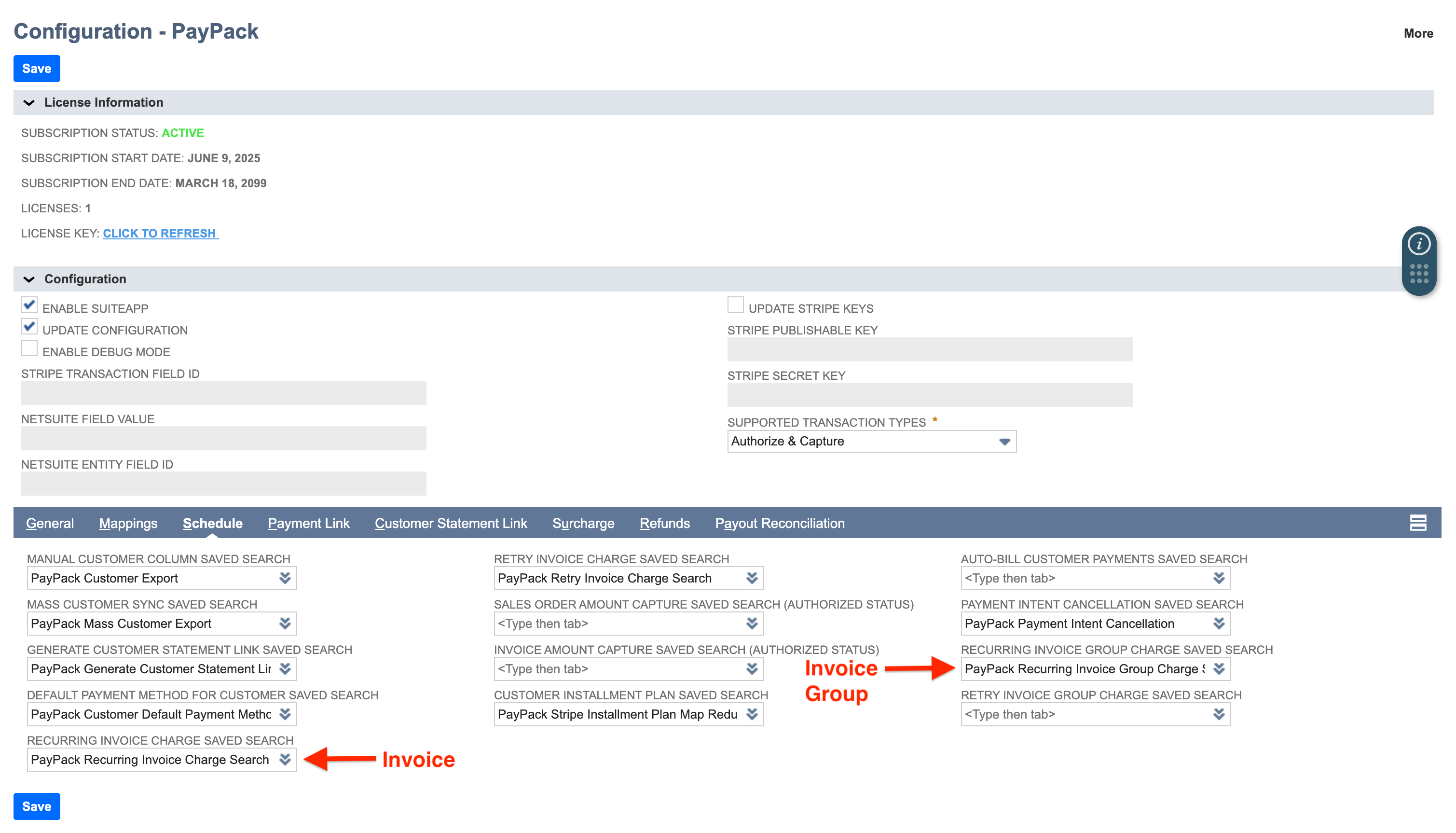 PayPack Configuration - Recurring Invoice Charge Saved Search.png