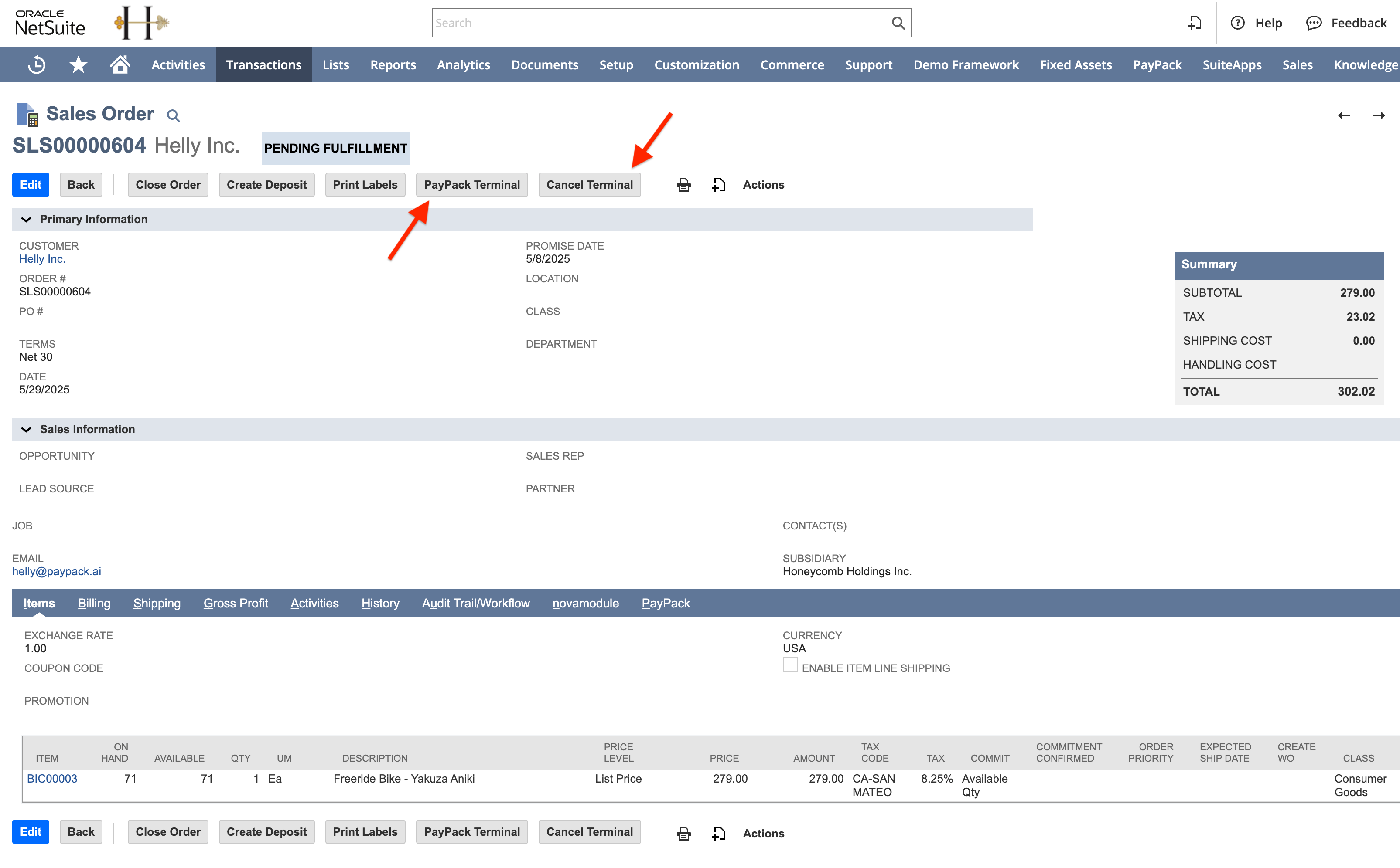 Terminal buttons will appear on NetSuite Sales Order.png