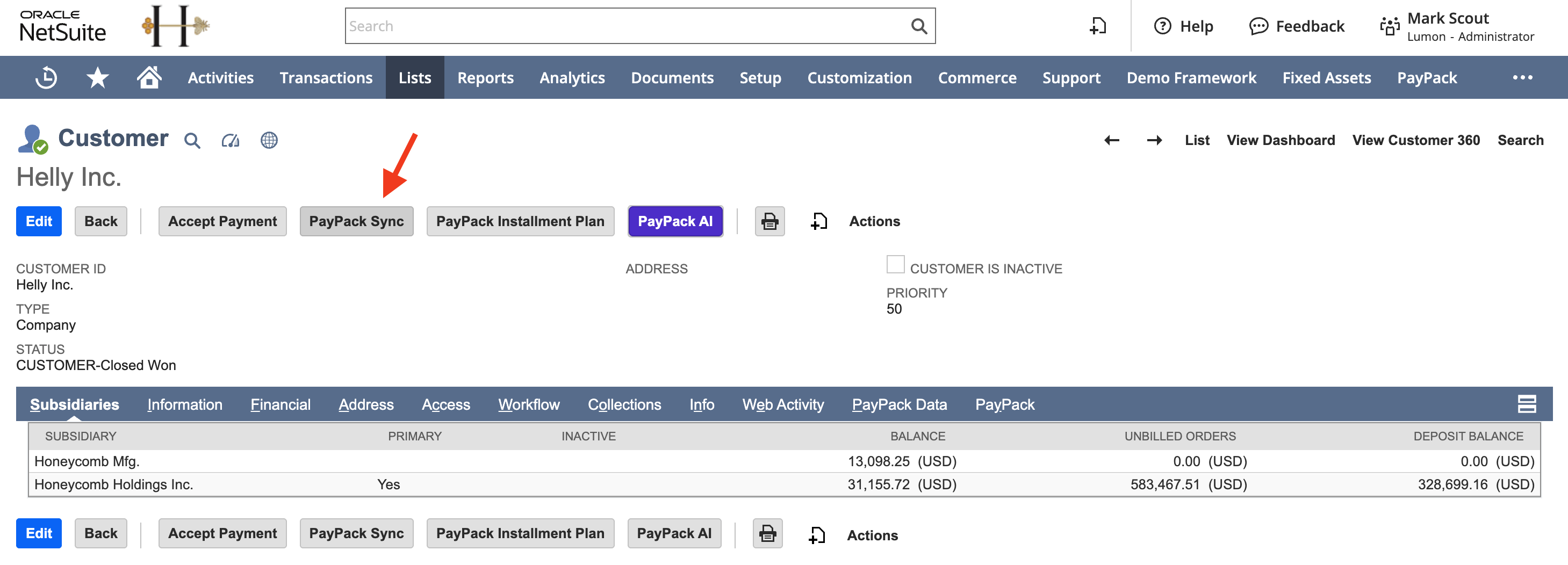 Manual sync a NetSuite Customer with PayPack.png