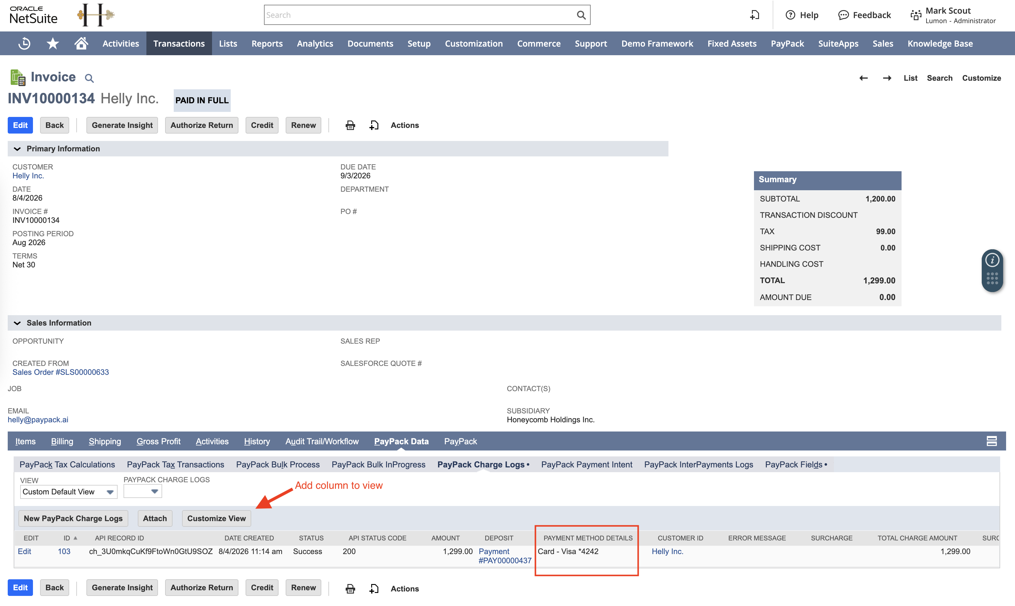 Add PayPack Charge Log Column - Payment Method Details.png